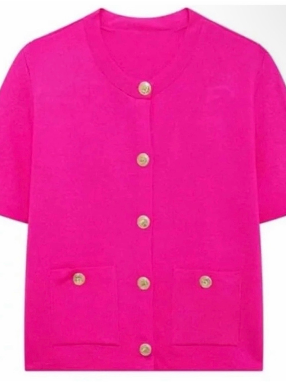 Zara Bright Pink Short-Sleeve Cardigan Jacket
